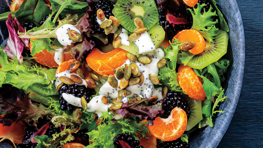 Kiwi, Clementine & Blackberry Salad with Creamy Poppy Seed Dressing