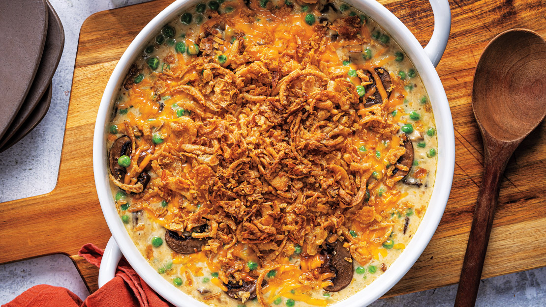 5-Ingredient Creamy Pea-Mushroom Casserole