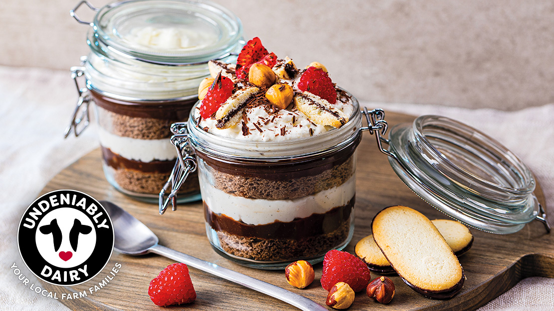 Coffee, Chocolate-Hazelnut & Vanilla Mousse Trifle