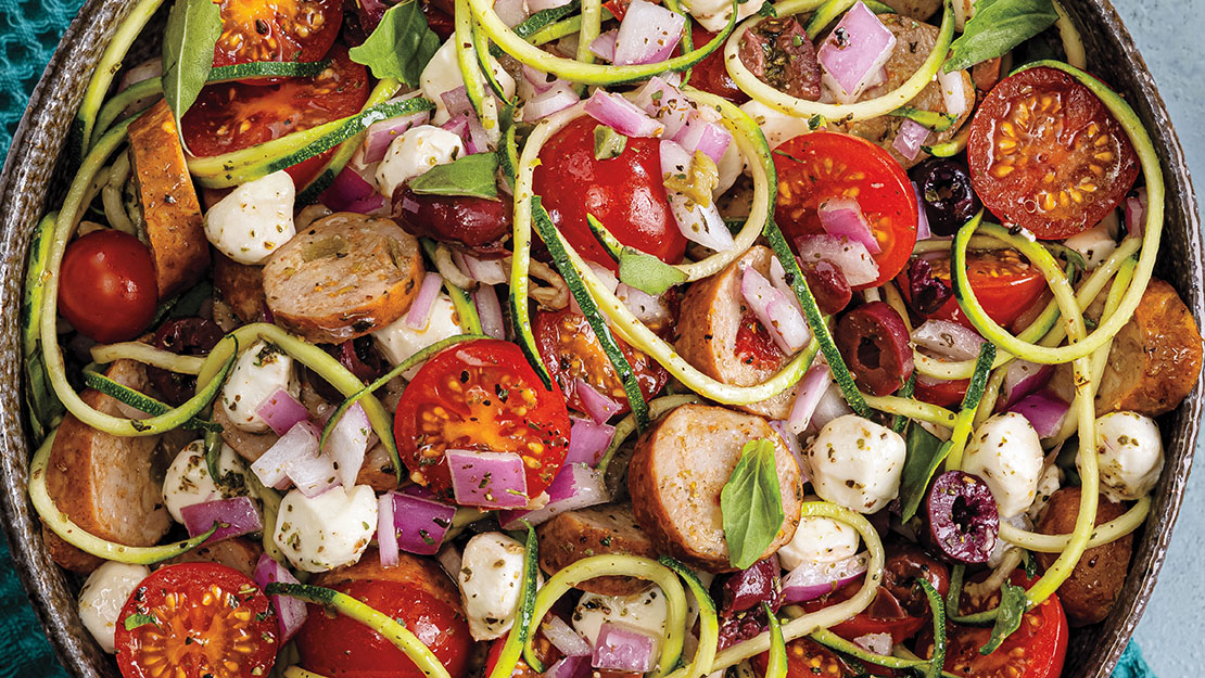 Antipasto Sausage & Zoodle Salad