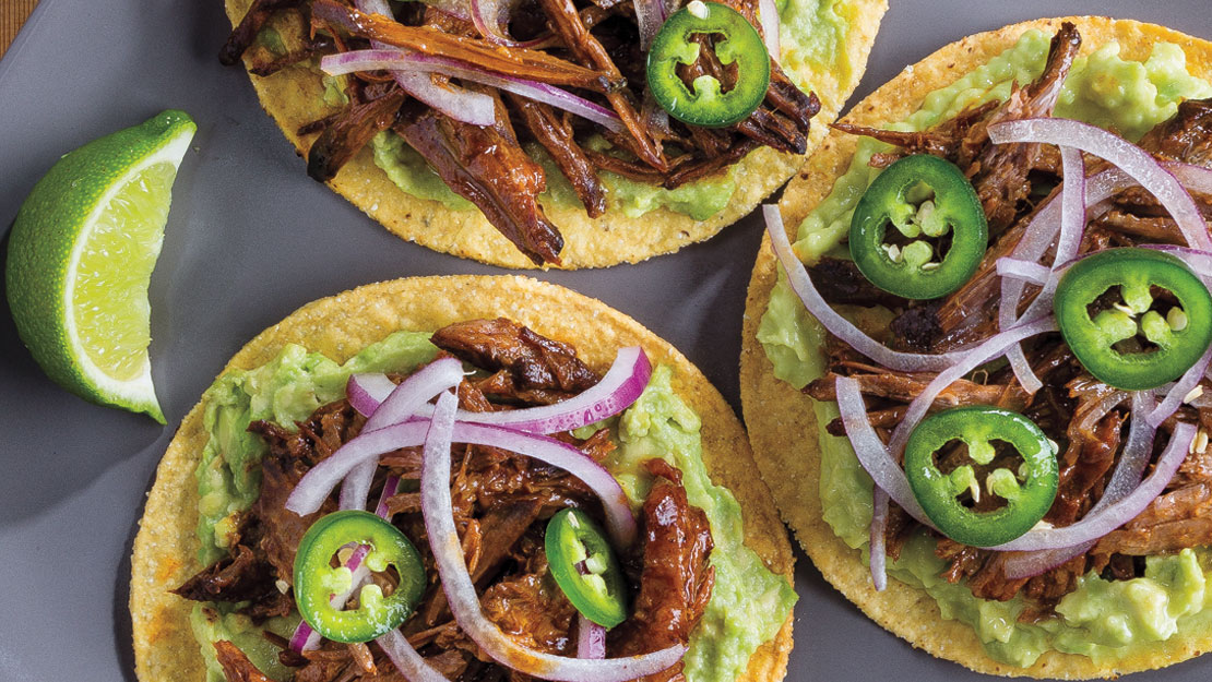 Slow Cooker Shredded BBQ Beef Tostadas