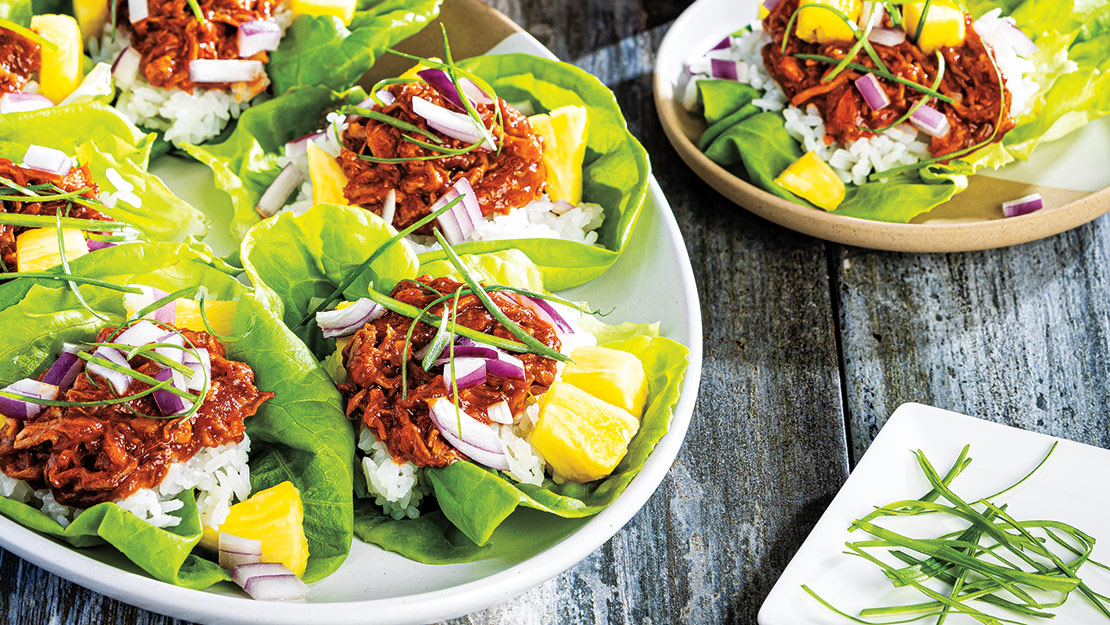 BBQ Pulled Pork & Pineapple Lettuce Wraps