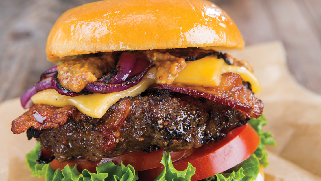 Bacon, Cheddar & Grilled Onion-Topped Burgers