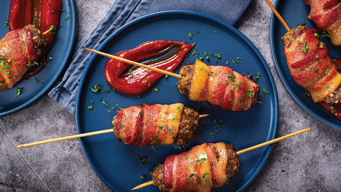 Bacon-Wrapped Meatloaf Skewers