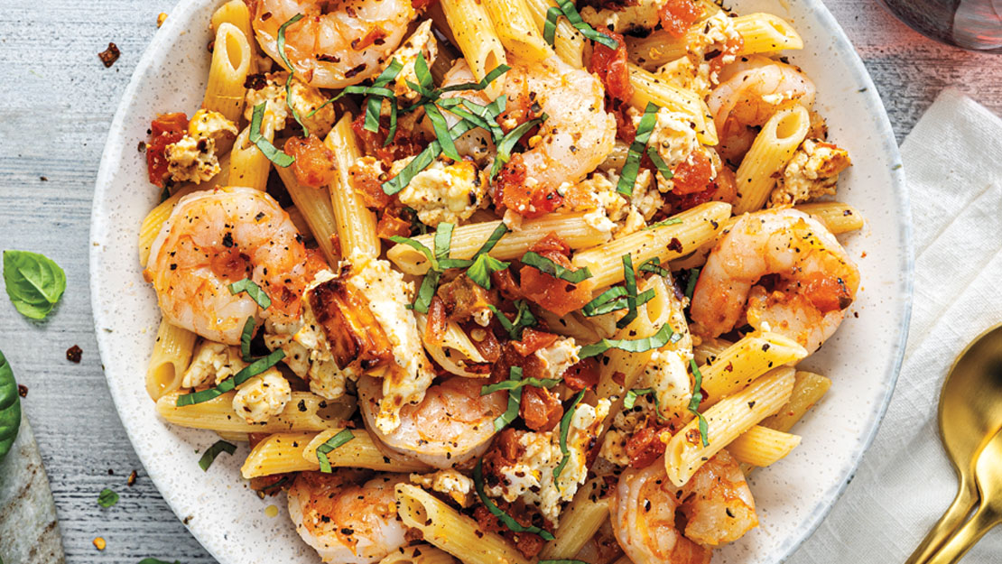 Baked Feta & Shrimp Bruschetta Pasta