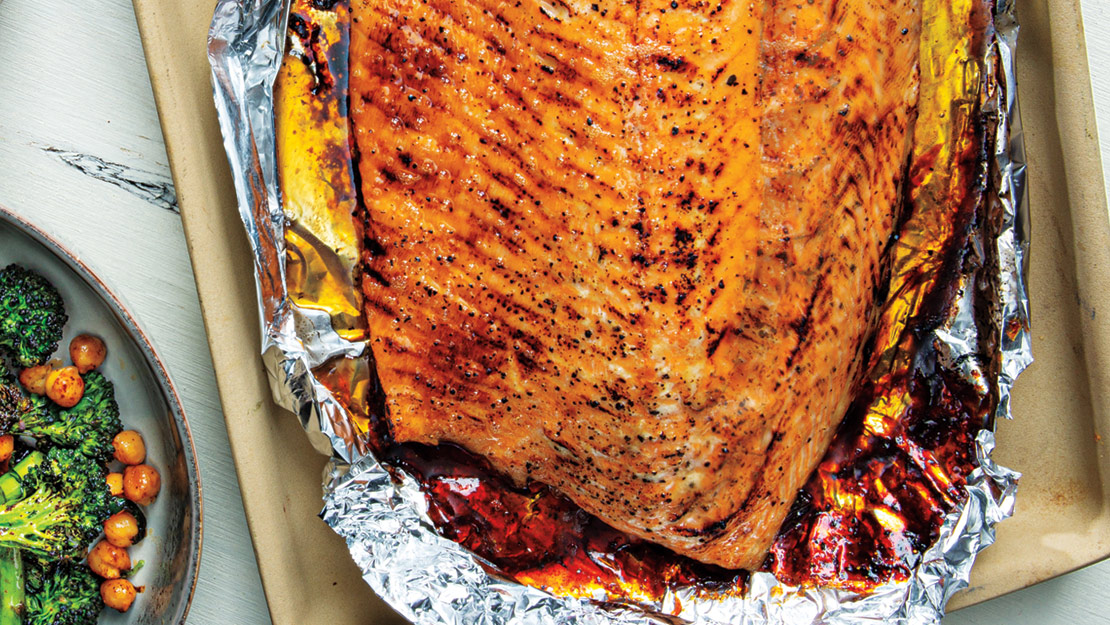 Broiled Honey Salmon with Chipotle-Lime Baby Broccoli & Garbanzos (Day 1)