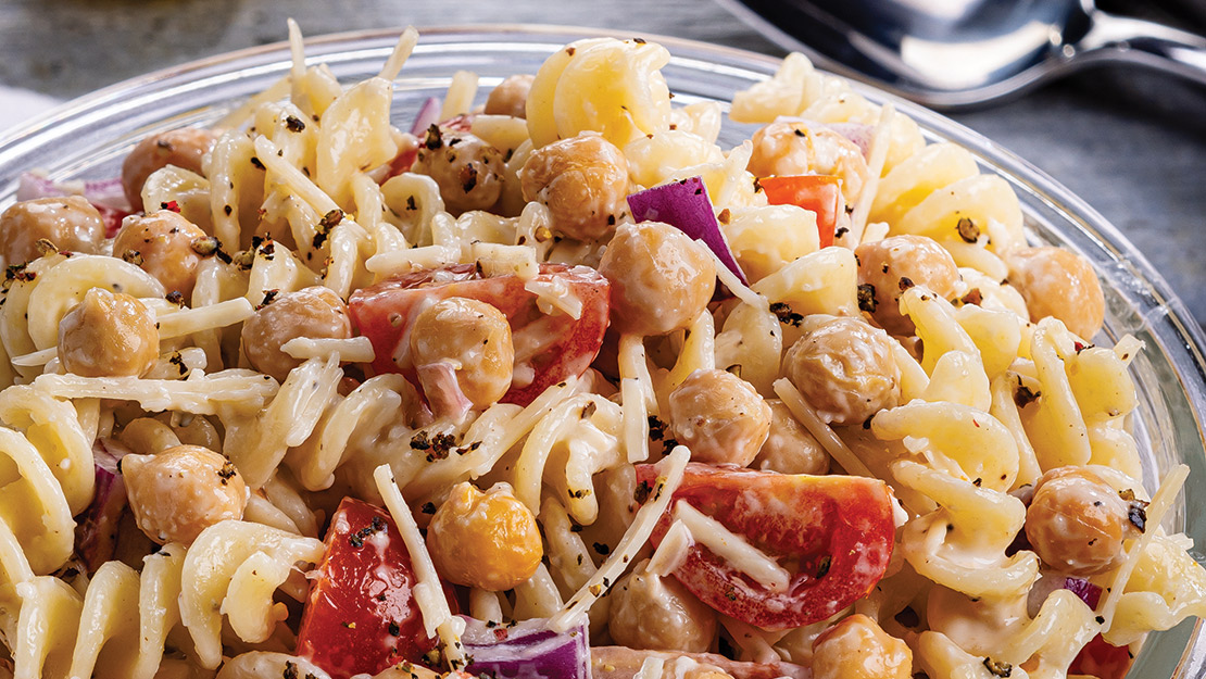 Caesar Chickpea Pasta Salad
