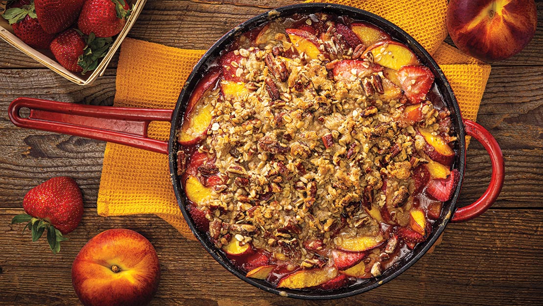 Campfire Skillet Strawberry-Peach Cobbler