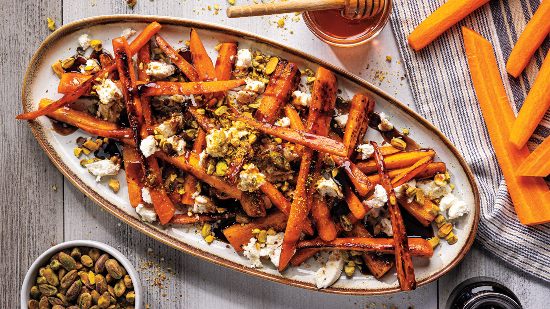 Charred Carrots with Balsamic Glaze & Goat Cheese