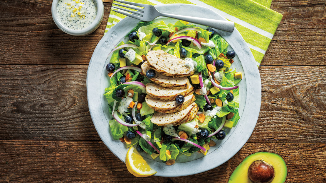 Chicken and Blueberry Salad with Creamy Lemon Poppy Seed Dressing