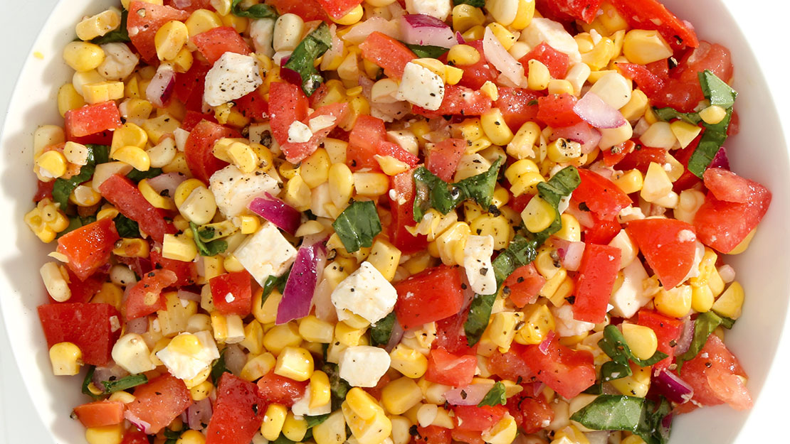 Fresh Corn Salad, with Tomato, Basil & Feta 