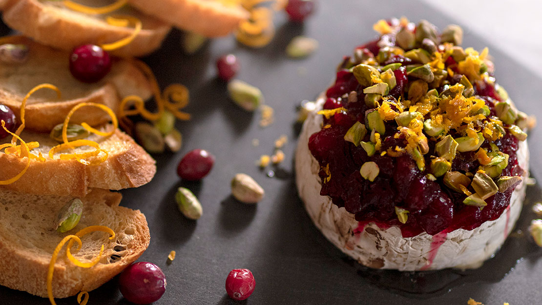 Baked Brie with Cranberries & Pistachios