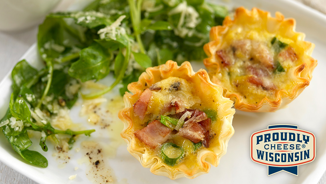 Mini Asiago and Ham Quiches