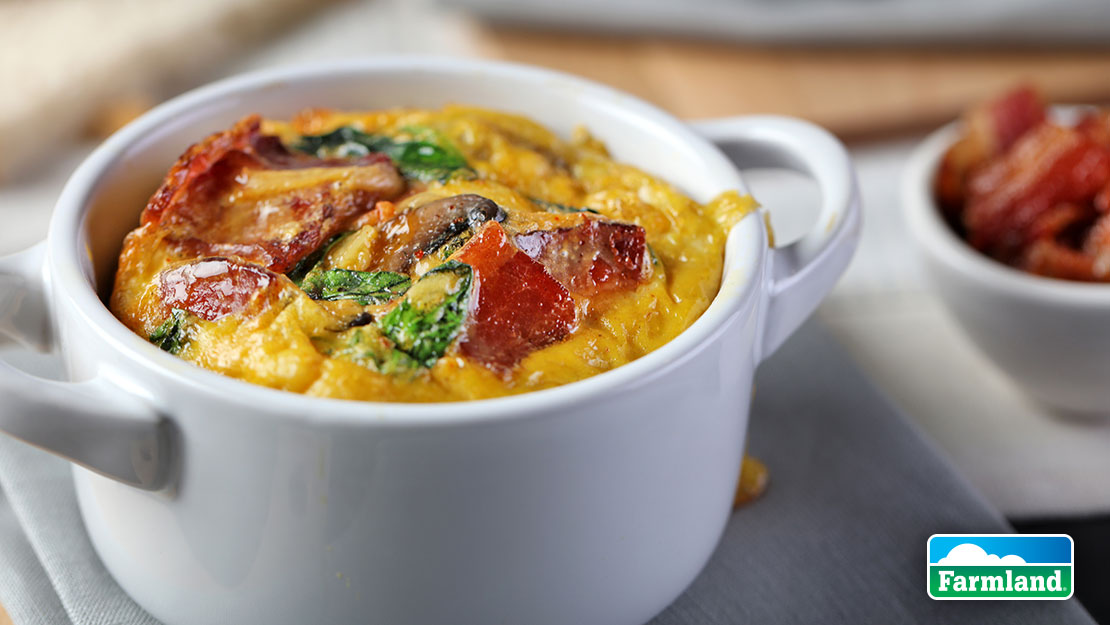 Bacon and Mushroom Frittata with Spinach and Gouda