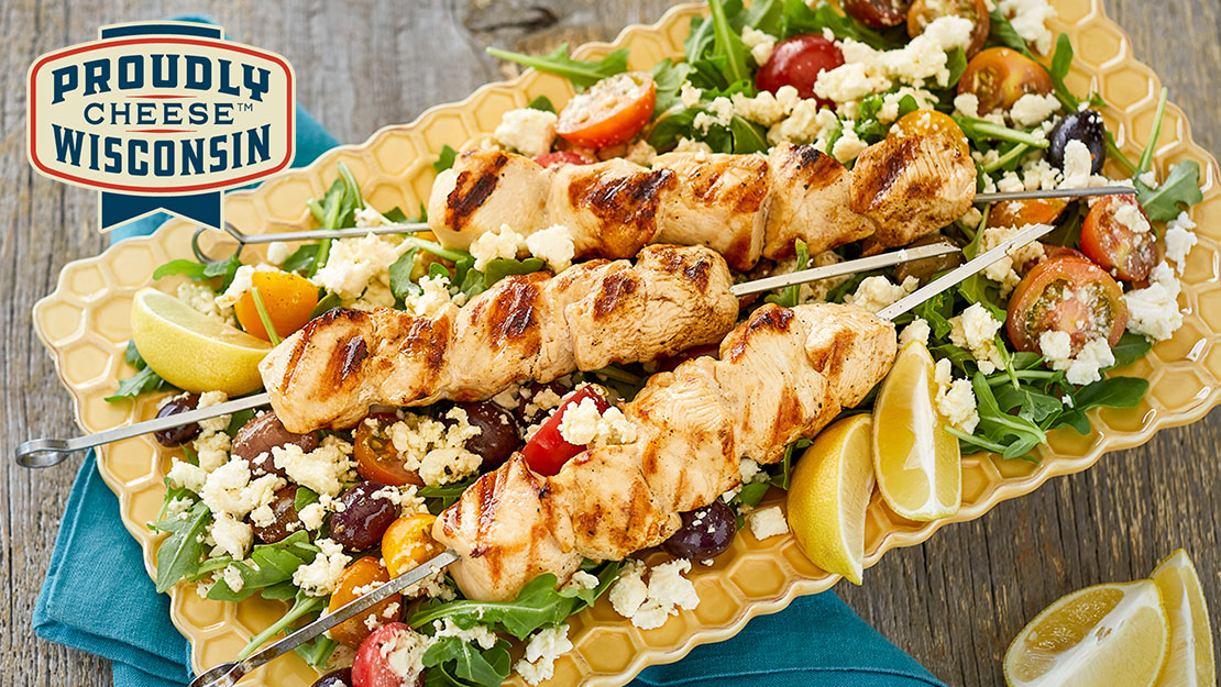 Feta Brined Grilled Chicken Kebabs