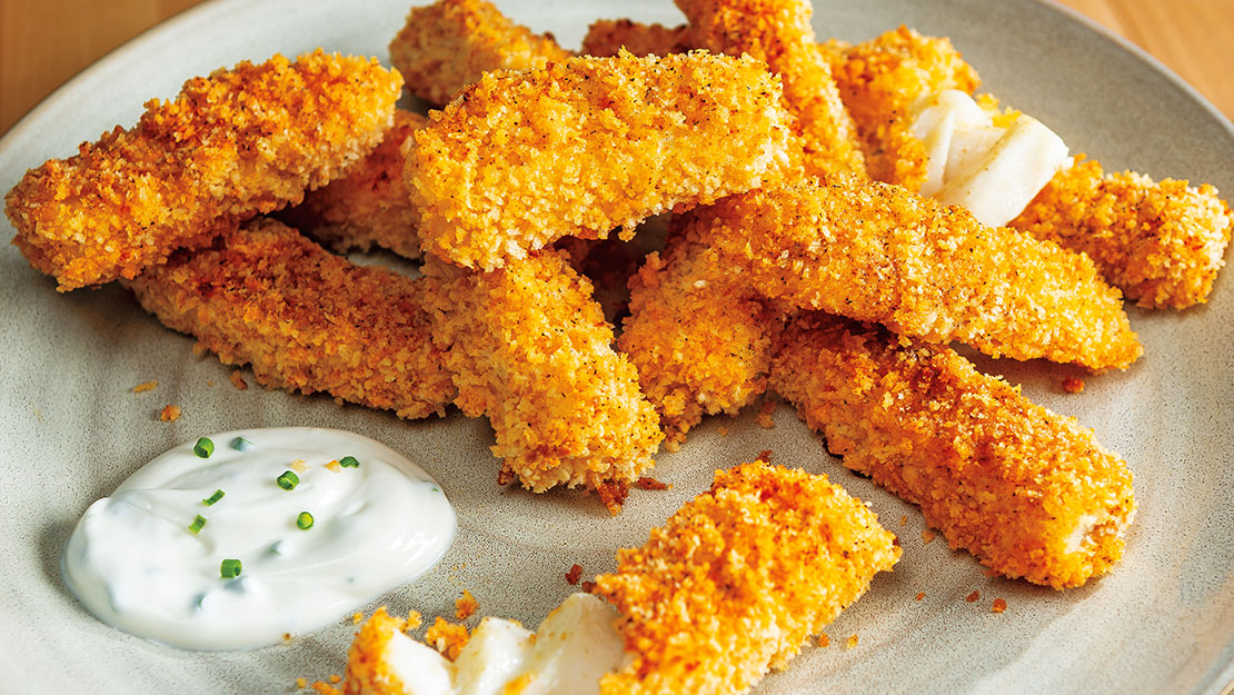 Fish Dippers with Lemon-Chive Dipping Sauce