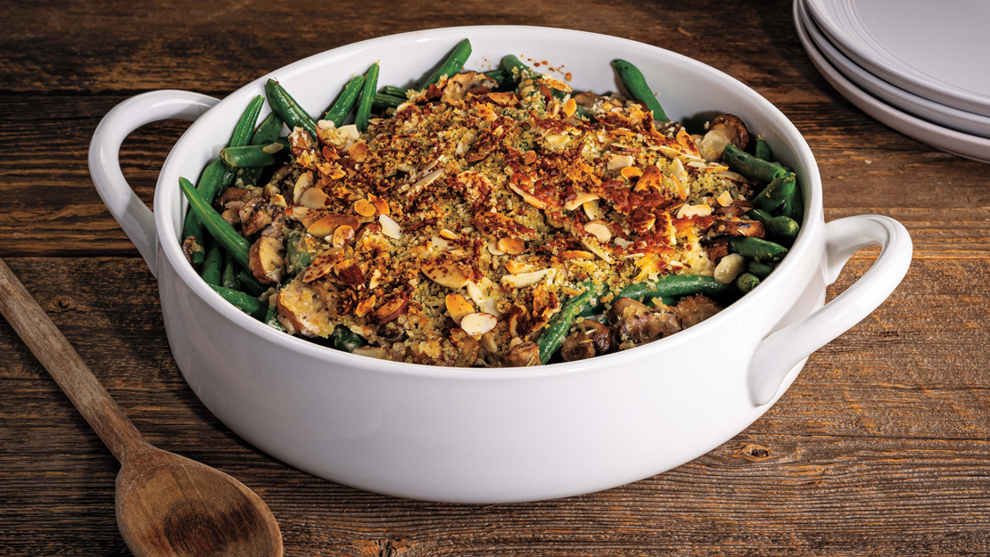 Fresh Green Bean Casserole with Panko-Almond Topping