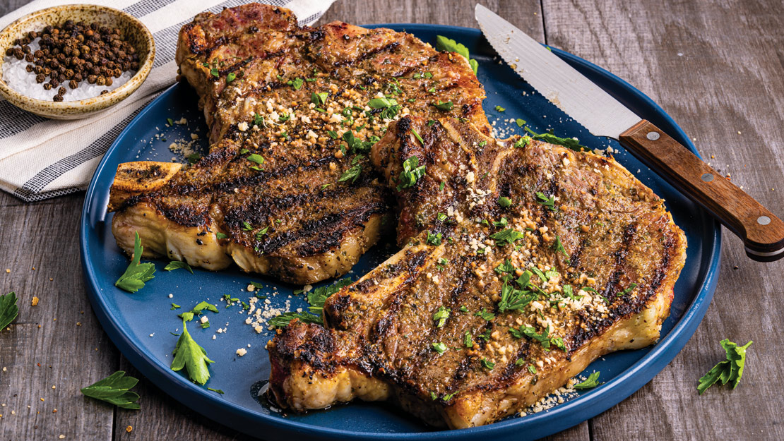 Garlic-Parmesan Grilled Strip Steak