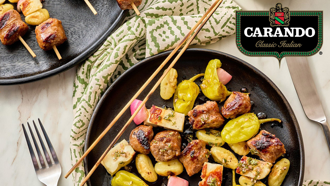 Gnocchi Kebabs with Mild Toscano Italian Sausage