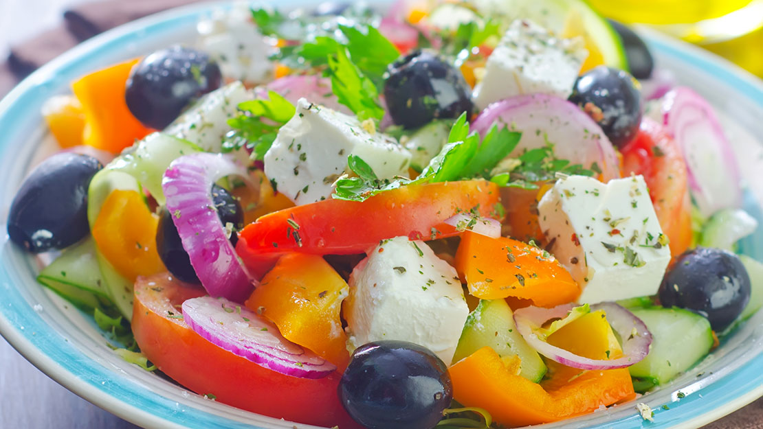 Colorful Greek Style Salad with Peppers