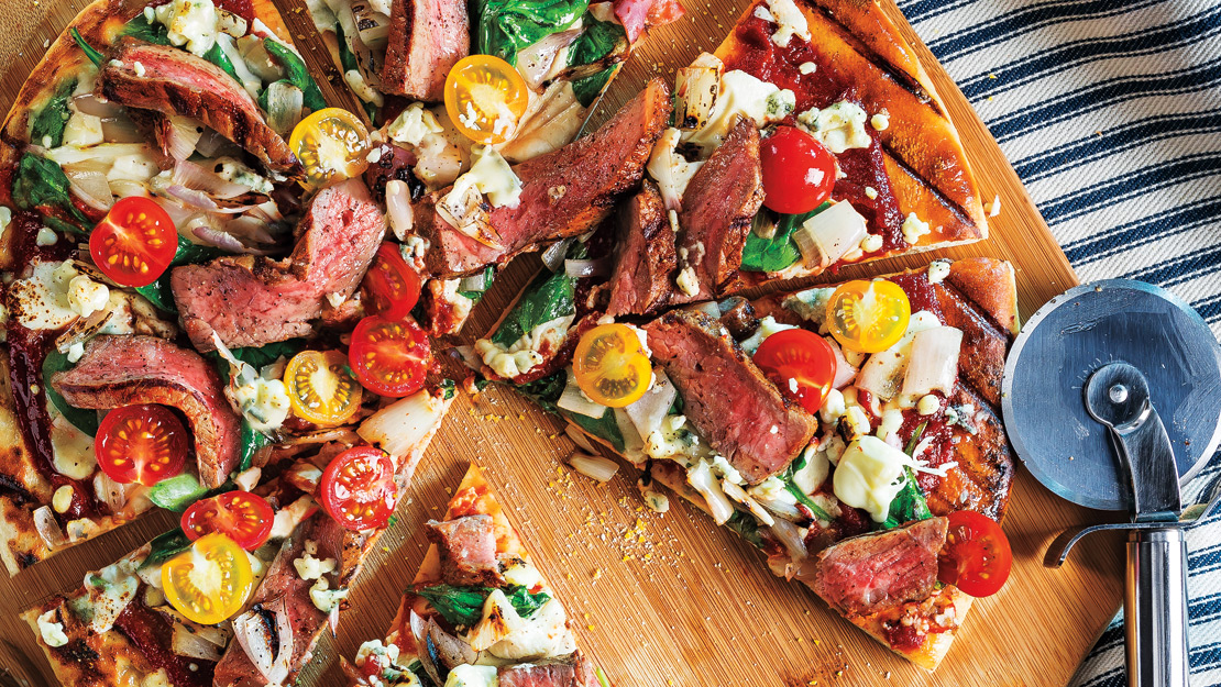 Grilled Balsamic Steak & Gorgonzola Pizza 