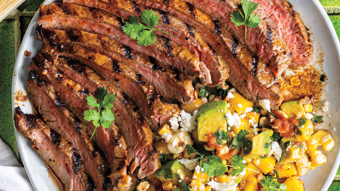 Grilled Flank Steak with Mango-Habanero Corn Salad