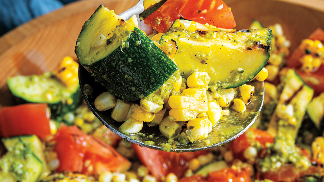 Grilled Summer Veggie Pesto Salad