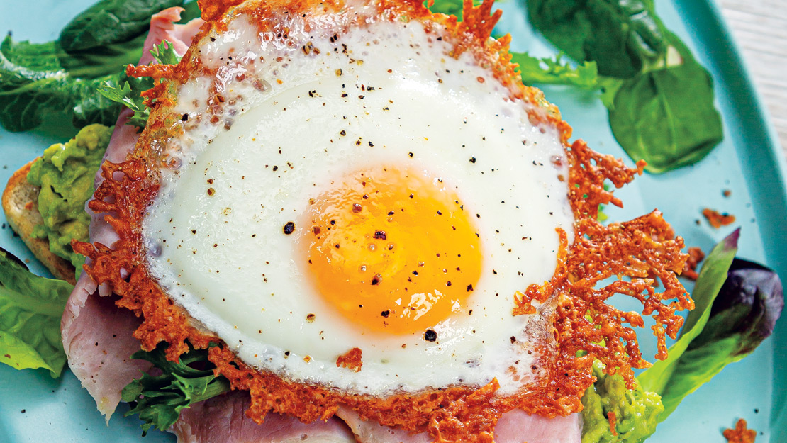 Ham & Avocado Toasts with Crispy Parmesan Eggs