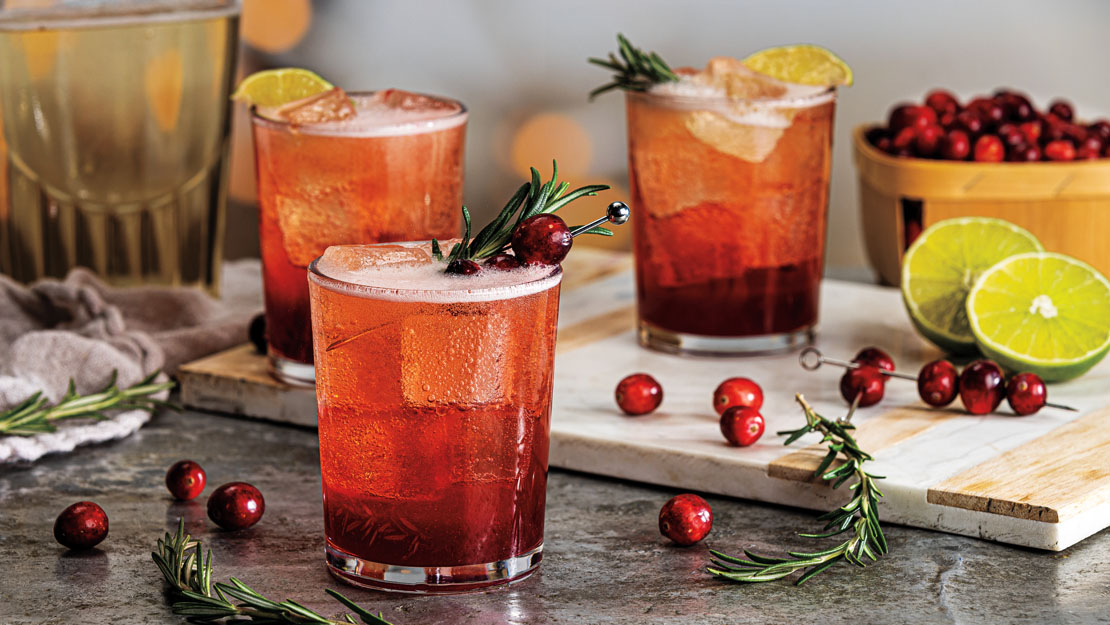 Herby Cranberry-Lime Cocktail