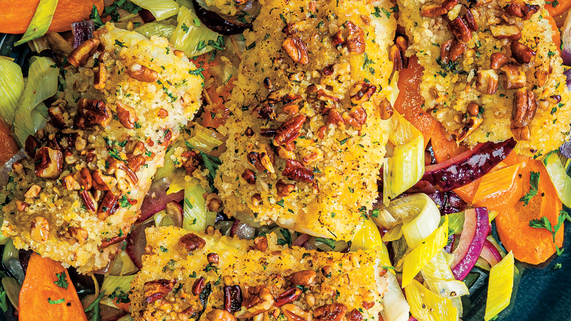 Honey Mustard-Pecan Crusted Cod