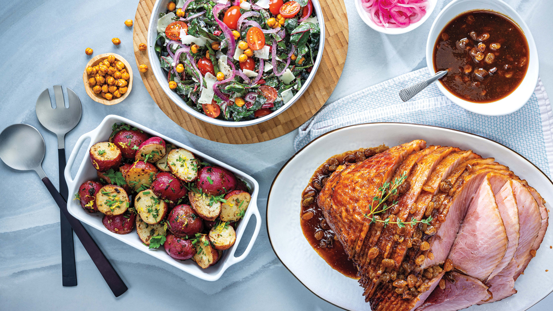 Honey-Rum Glazed Ham with Golden Raisins