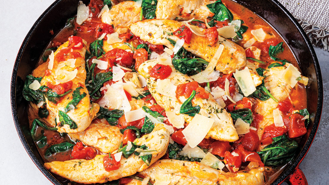 Italian Chicken Skillet with Spinach and Tomatoes