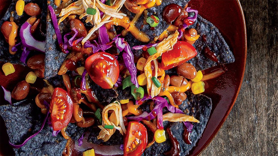 Layered BBQ Chicken Nachos