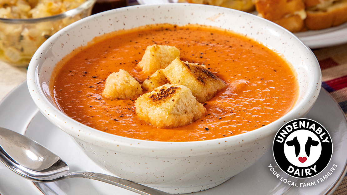 Creamy Tomato Soup with Butter Croutons