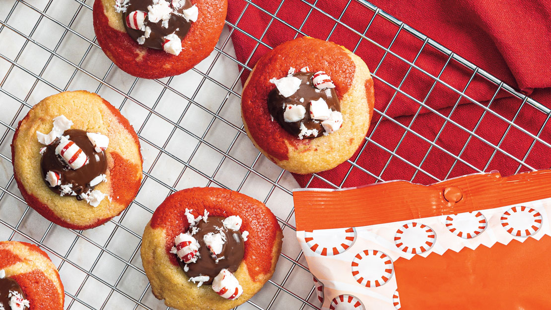 Mini Peppermint Thumbprint Cookies