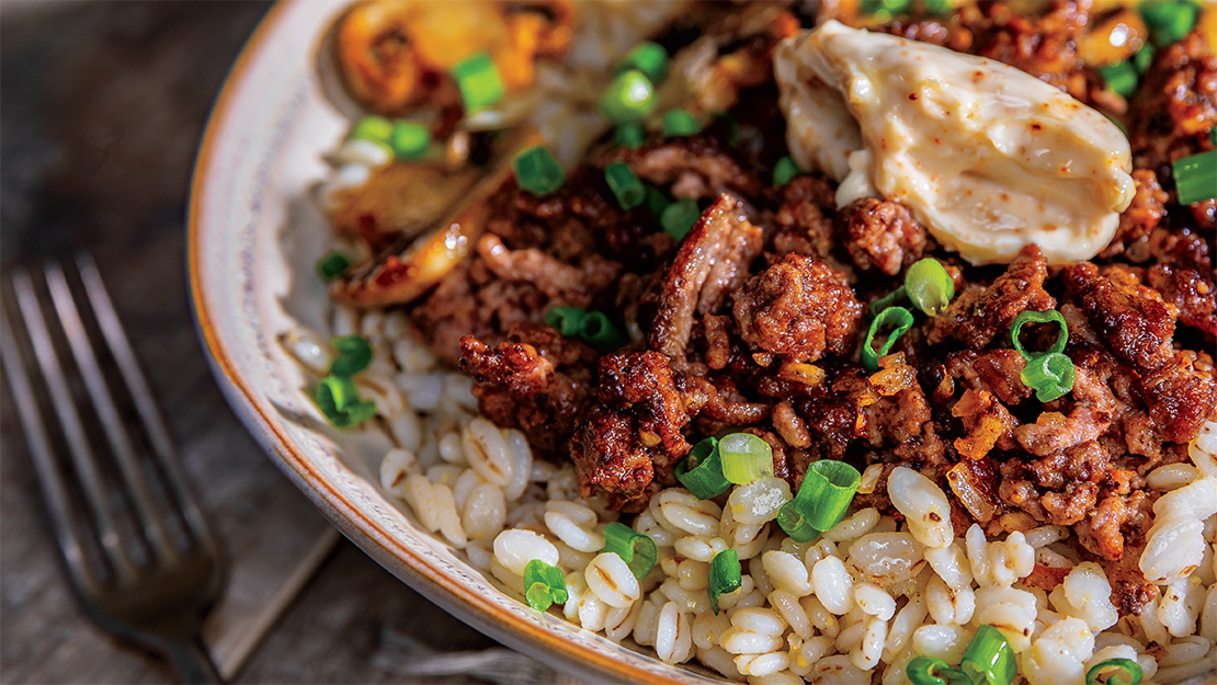 Mushroom-Swiss Burger Bowl
