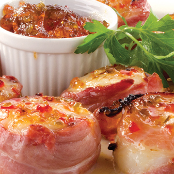 Sweet and Spicy Bacon Wrapped Scallops