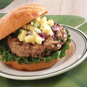 Grilled Turkey Burgers w/ Pineapple Salsa