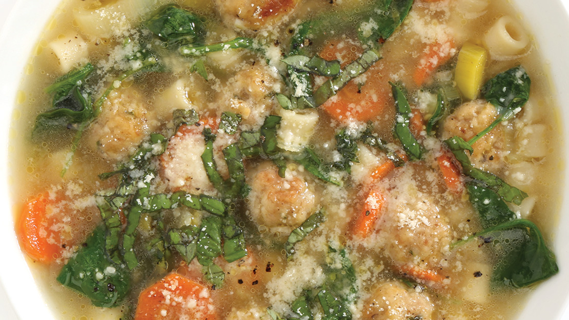 Spring Minestrone with Chicken Meatballs