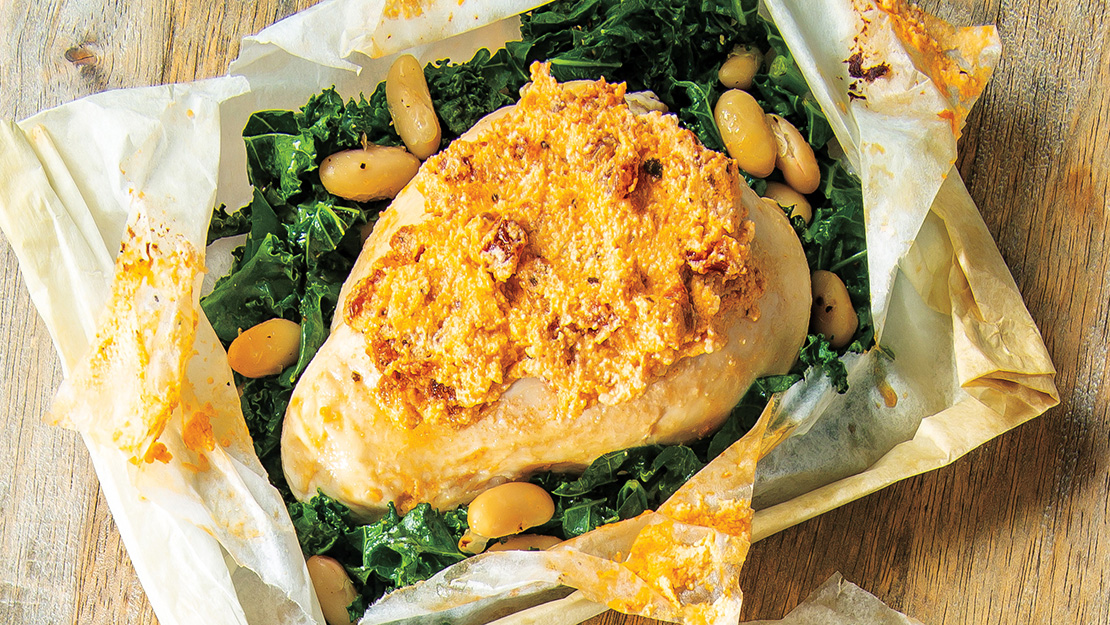 Parchment Packet Ricotta & Sun-Dried Tomato Pesto Chicken