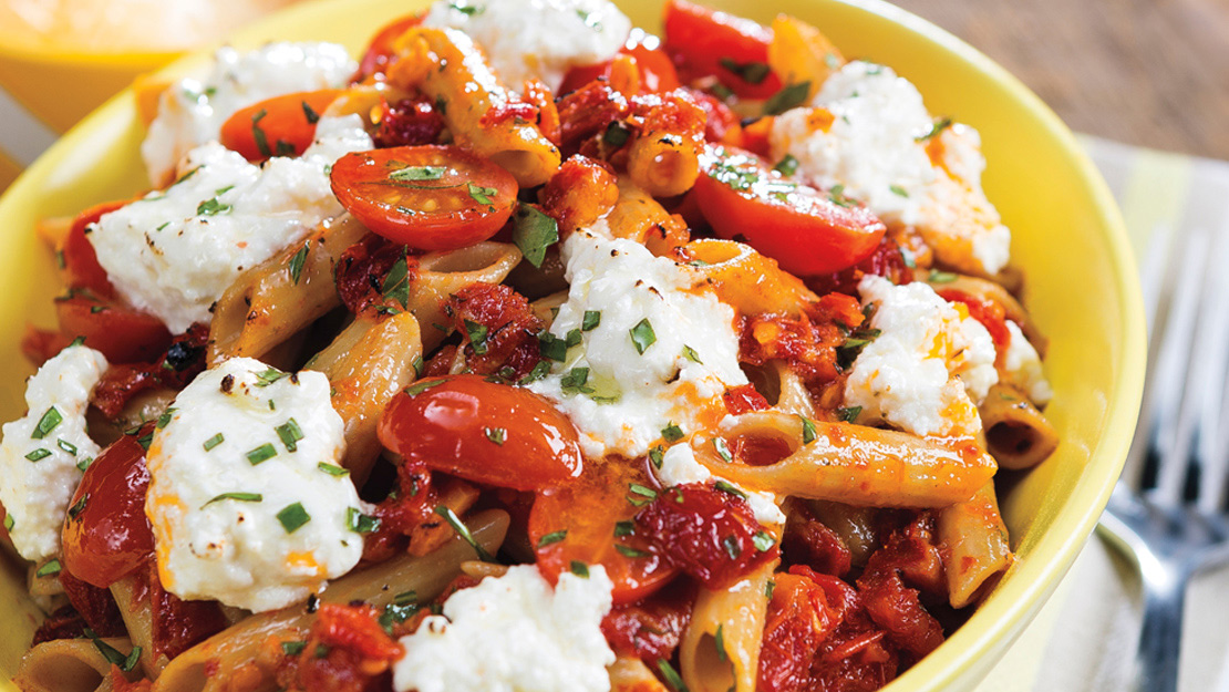 Whole-Grain Penne, Sun-Dried Tomato & Ricotta Bake