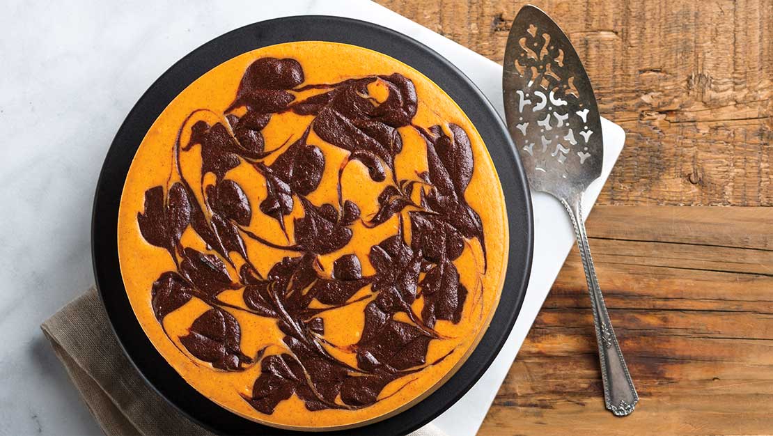 Pumpkin Chocolate Swirl Cheesecake