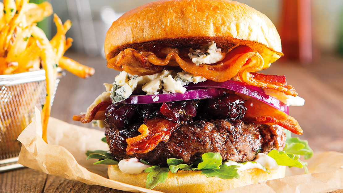Red and Blue Burger with Cherry Chutney