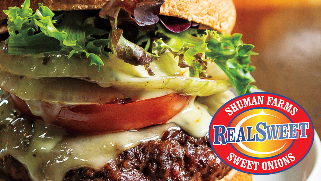 Grilled Vidalia Onion & Heirloom Tomato Burgers