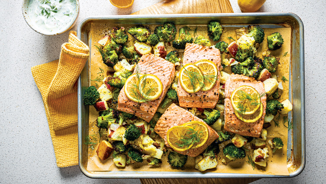 Sheet-Pan Salmon with Creamy Lemon-Dill Sauce