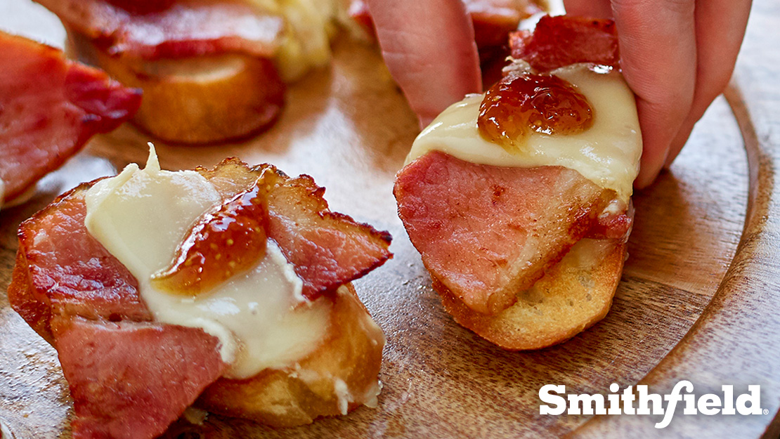 Ham and Brie Crostini with Fig Jam