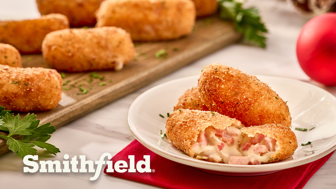 Fried Ham, Potato and Swiss Croquettes