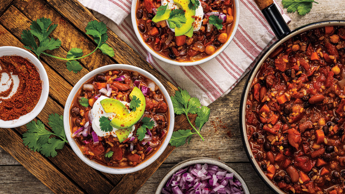 Smoky Triple Bean, Brown Rice & Quinoa Chili
