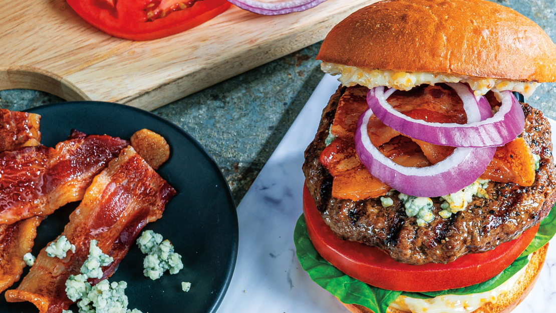 Smoky Gorgonzola-Bacon Burgers
