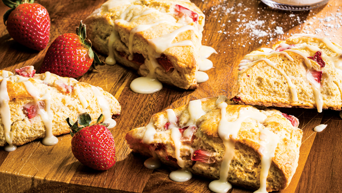 Strawberry Scones with Citrus Glaze